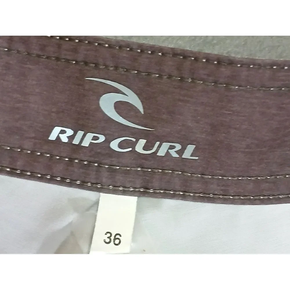 Rip Curl Board Shorts Mens Size 36 Orange Striped Drawstring Swim Trunks Pockets